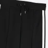 Black side stripe wide leg joggers