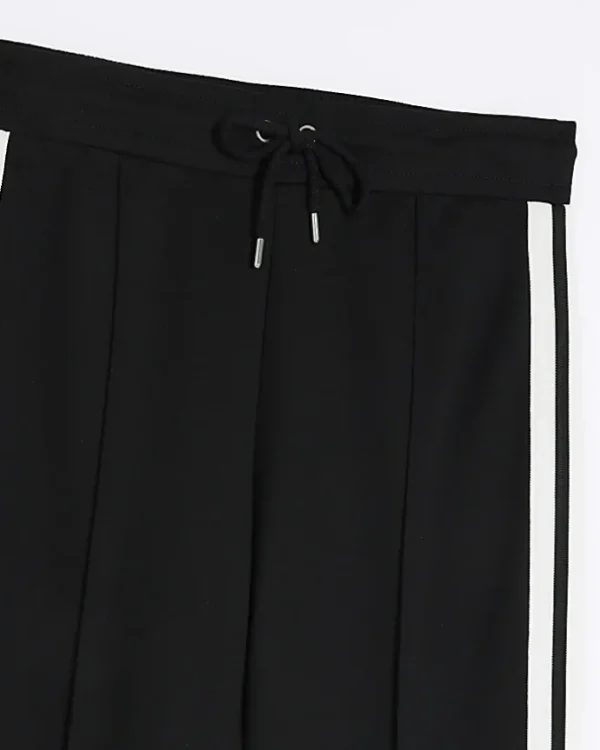 Black side stripe wide leg joggers