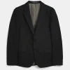 Black skinny fit twill suit jacket