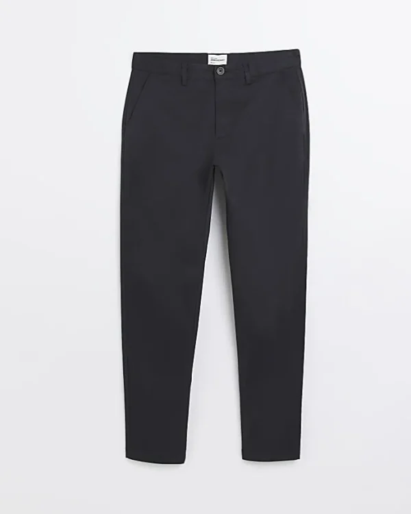 Black slim fit casual chino trousers