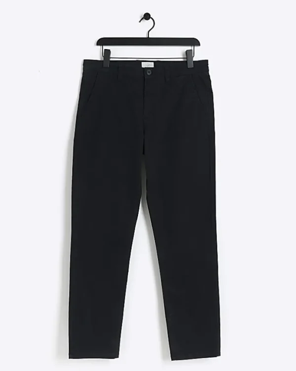 Black slim fit casual chino trousers