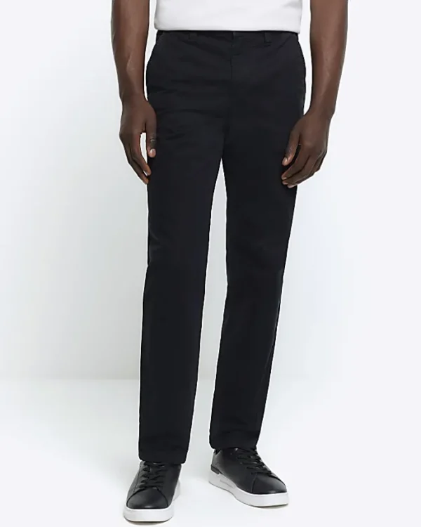 Black slim fit casual chino trousers