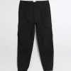 Black slim fit cuffed cargo trousers