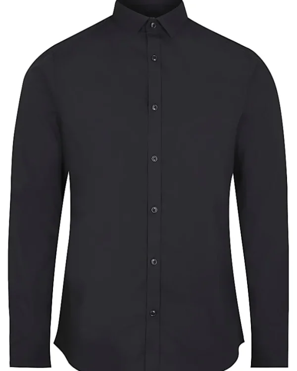 Black slim fit long sleeve shirt