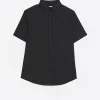 Black slim fit short sleeve shirt