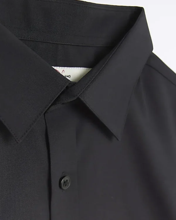 Black slim fit short sleeve shirt