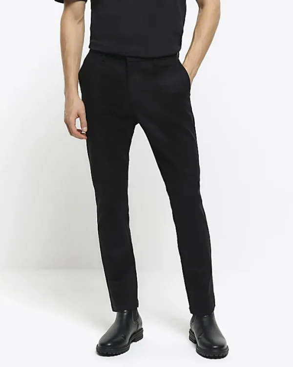 Black slim fit smart chino trousers