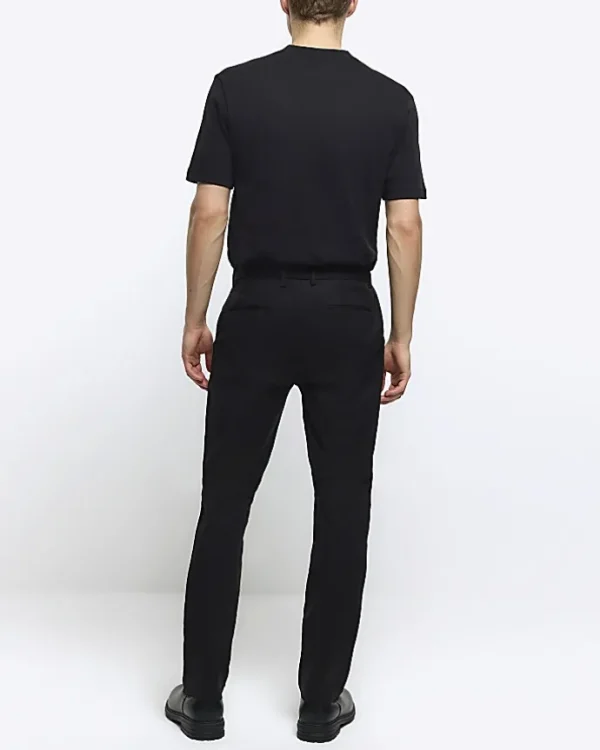 Black slim fit smart chino trousers