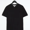 Black slim fit textured knit t-shirt