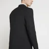 Black slim fit tuxedo suit jacket