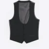 Black slim fit tuxedo waistcoat