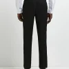 Black slim fit twill suit trousers