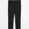 Black slim fit waffle textured trousers