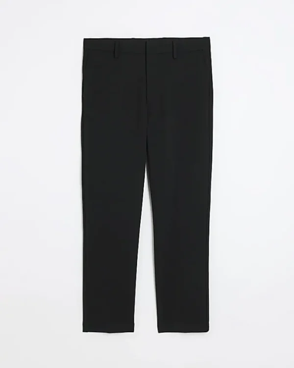 Black slim fit waffle textured trousers