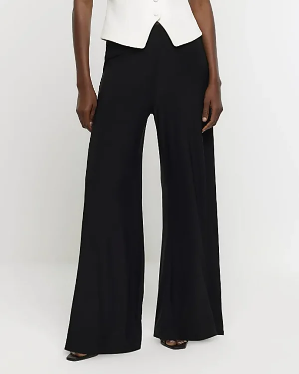 Black Slinky Wide Leg Trousers