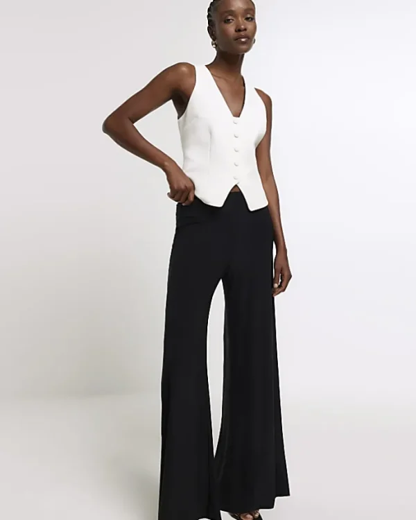 Black Slinky Wide Leg Trousers