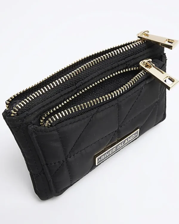 Black soft quilted pouch purse