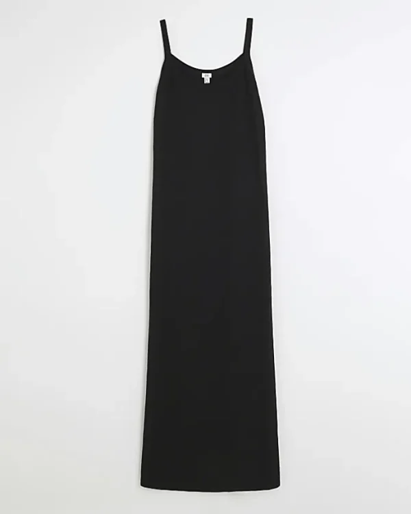 Black split hem bodycon maxi dress