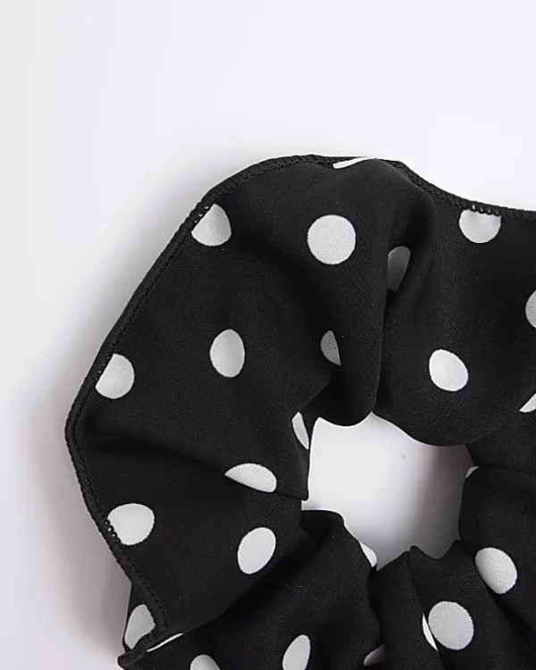 Black Spot Hair Scrunchie