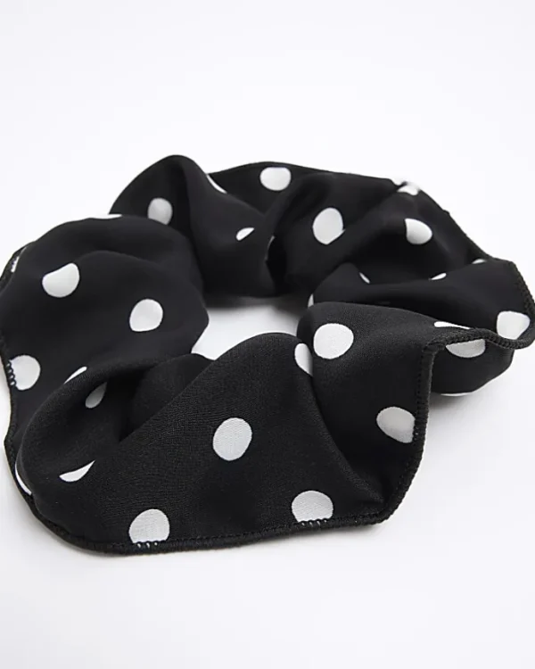 Black Spot Hair Scrunchie