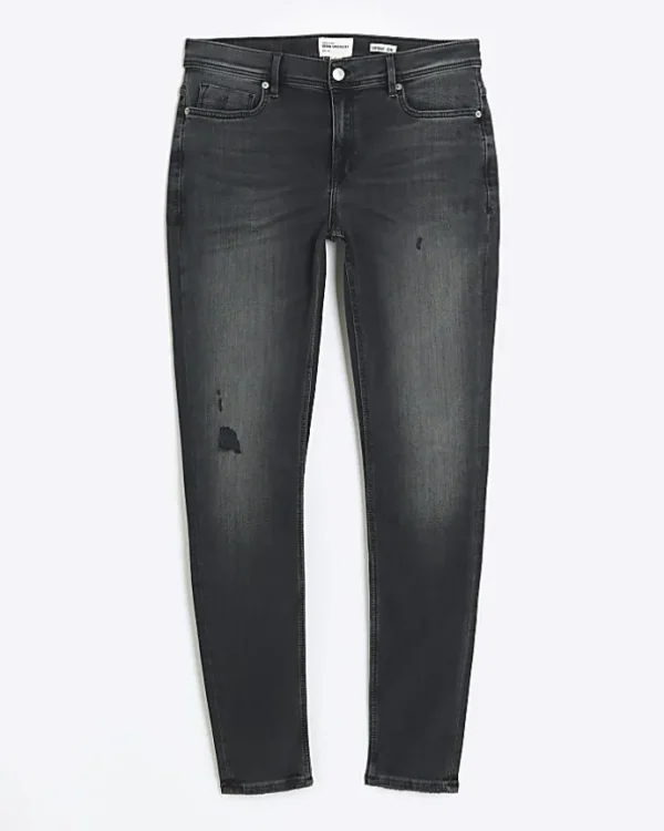 Black spray on super skinny fit ripped jeans