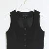 Black square neck crop waistcoat