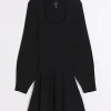 Black square neck jumper mini dress