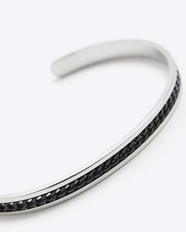 Black Stainless Steel Chain Cuff Bracelet