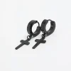 Black stainless steel cross hoop earrings