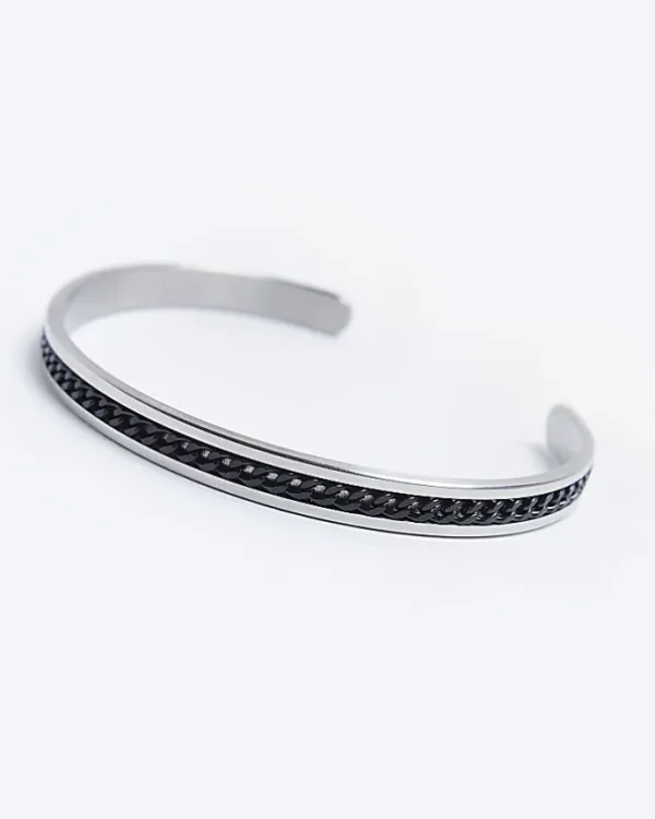 Black stainless steel cuff bracelet