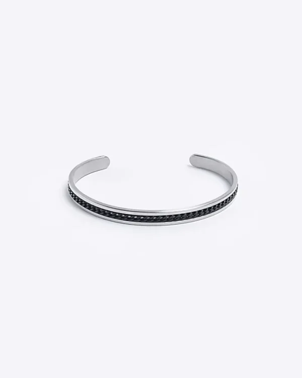 Black stainless steel cuff bracelet