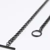 Black stainless steel T bar necklace