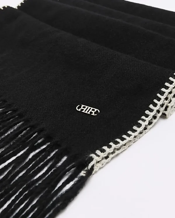 Black stitch detail scarf