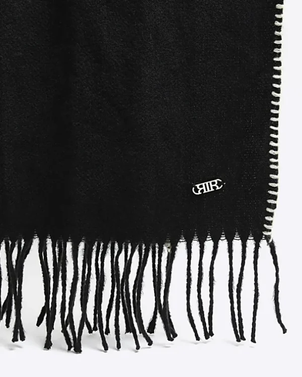 Black stitch detail scarf