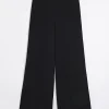 Black stitched wide leg trousers