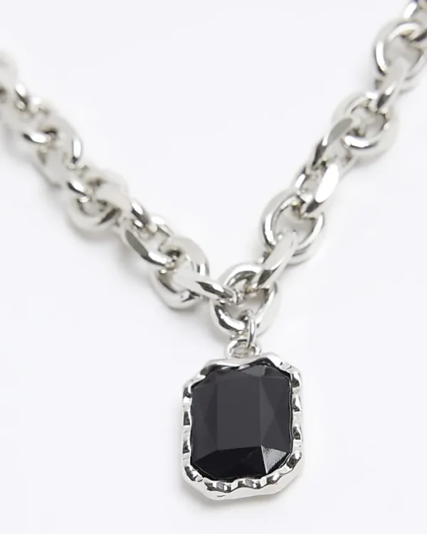 Black Stone Pendant Necklace