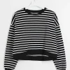 Black stripe crop sweatshirt