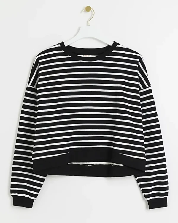 Black stripe crop sweatshirt