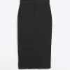 Black sweat midi skirt