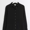 Black textured long sleeve shirt