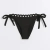 Black tie side scallop brief bikini bottoms