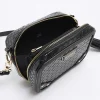 Black weave oval cross body bag