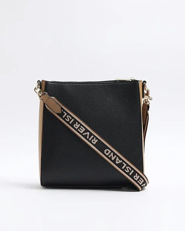 Black webbing messenger cross body bag