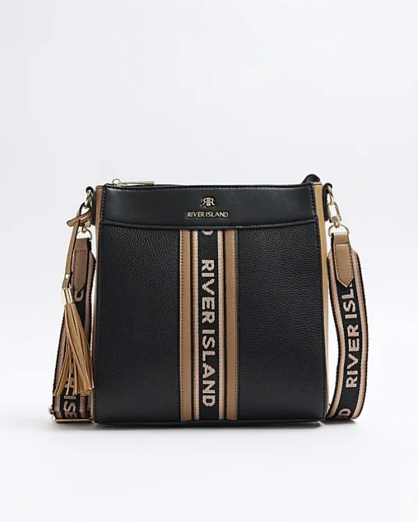 Black webbing messenger cross body bag