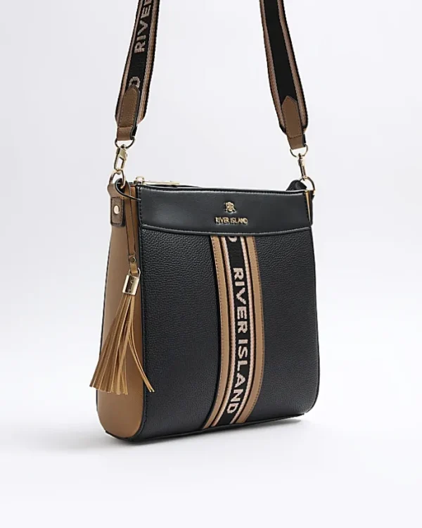 Black webbing messenger cross body bag