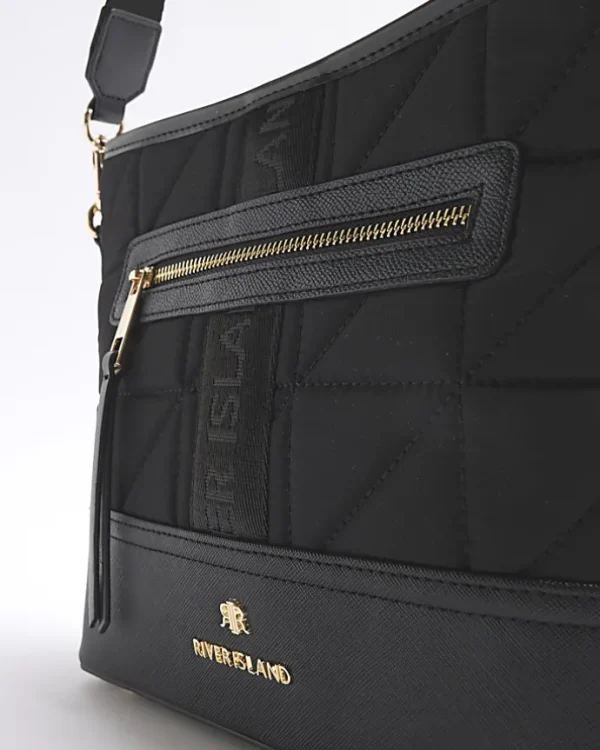 Black webbing quilted cross body bag