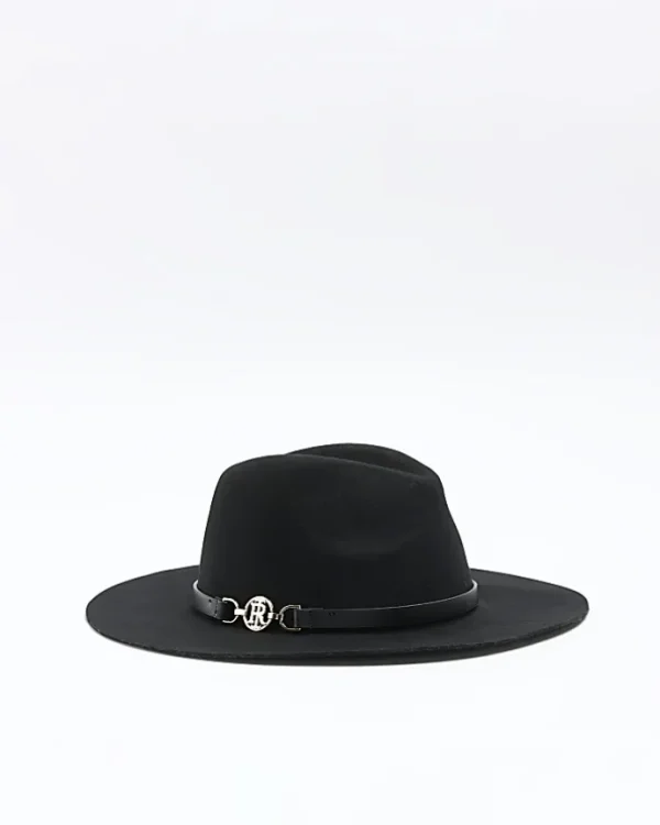 Black wool blend fedora hat