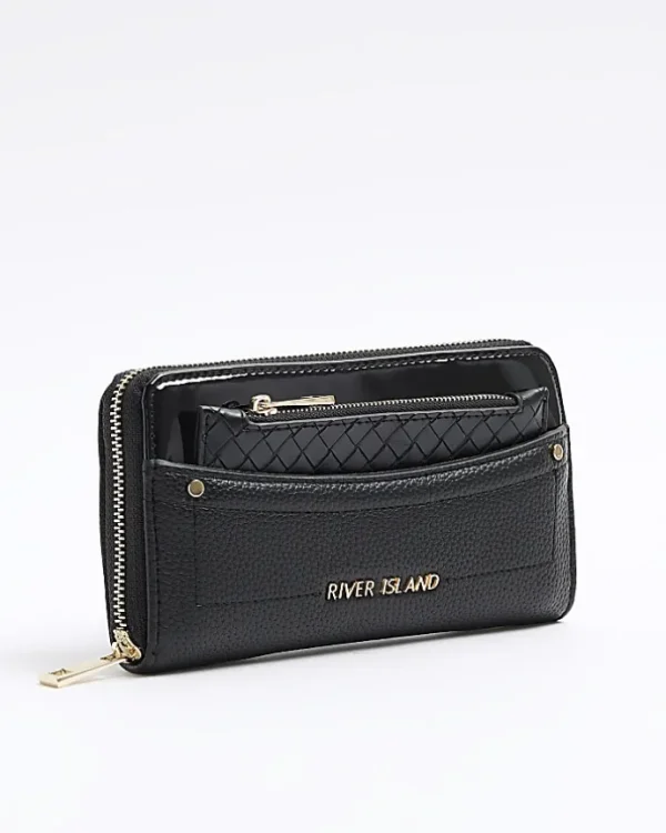 Black woven pouch purse