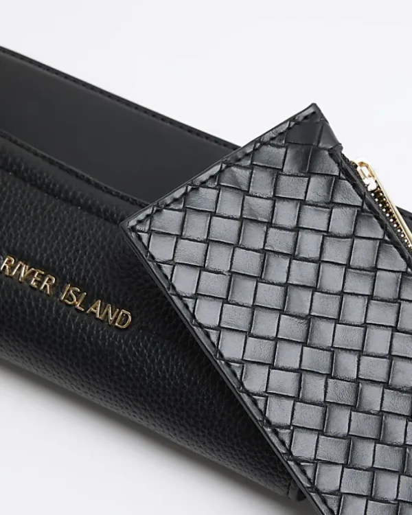 Black woven pouch purse