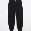 Black zip cuffed cargo trousers